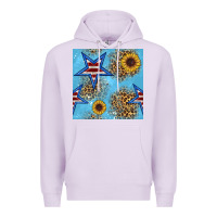 Lilac american star and sunflower seamless  pattern Premium Hoodie - BundleAndBundleShop
