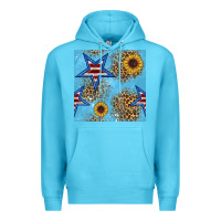 Ocean Blue american star and sunflower seamless  pattern Premium Hoodie - BundleAndBundleShop