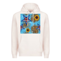 Pale Pink american star and sunflower seamless  pattern Premium Hoodie - BundleAndBundleShop