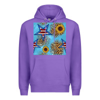 Purple american star and sunflower seamless  pattern Premium Hoodie - BundleAndBundleShop