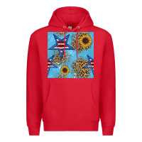 Red american star and sunflower seamless  pattern Premium Hoodie - BundleAndBundleShop