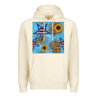 Sandshell american star and sunflower seamless  pattern Premium Hoodie - BundleAndBundleShop