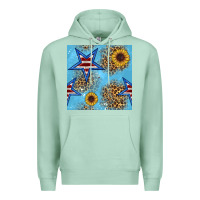 Seafoam american star and sunflower seamless  pattern Premium Hoodie - BundleAndBundleShop