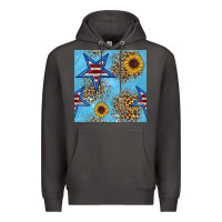 Smoke american star and sunflower seamless  pattern Premium Hoodie - BundleAndBundleShop
