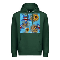 Sports Green american star and sunflower seamless  pattern Premium Hoodie - BundleAndBundleShop