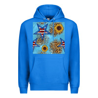 True Royal american star and sunflower seamless  pattern Premium Hoodie - BundleAndBundleShop