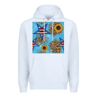 White american star and sunflower seamless  pattern Premium Hoodie - BundleAndBundleShop