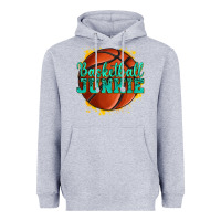 Heather Grey basketball junkie Heavyweight Hoodie - texasbilliewilder