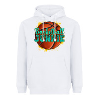 White basketball junkie Heavyweight Hoodie - texasbilliewilder