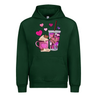 Forest Green valentines day heart coffe Urban Hoodie - AdoDesignShop