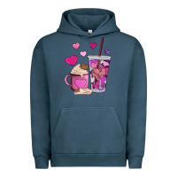 Pigment Midnight Navy valentines day heart coffe Urban Hoodie - AdoDesignShop