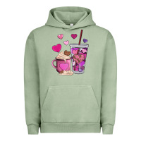 Pigment Oil Green valentines day heart coffe Urban Hoodie - AdoDesignShop
