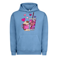 Pigment Pebble Blue valentines day heart coffe Urban Hoodie - AdoDesignShop