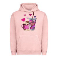 Pigment Salmon valentines day heart coffe Urban Hoodie - AdoDesignShop