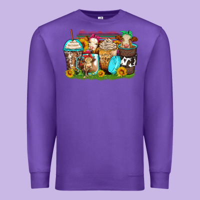 Heifers Coffee Cups Premium Sweatshirt Designed By Zillion Design Studio