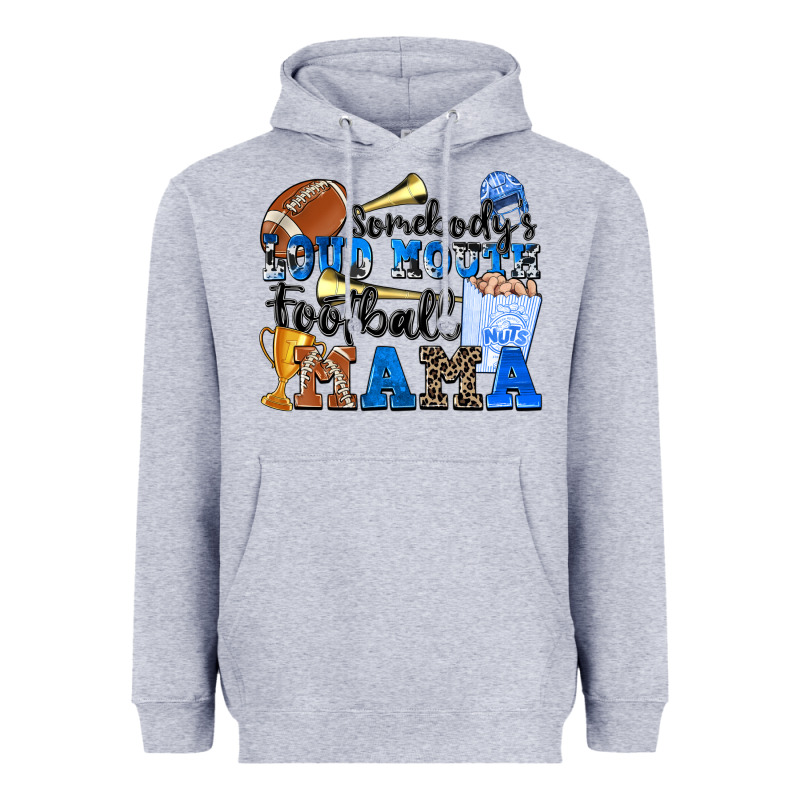 Somebody's Loud Mouth Football Mama Heavyweight Hoodie by Zillion Design Studio | Teevron