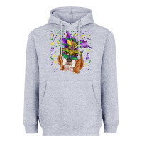 Heather Grey mardi gras  mask beagle Heavyweight Hoodie - RanaPortraitStore