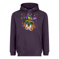 Plum mardi gras  mask beagle Heavyweight Hoodie - RanaPortraitStore