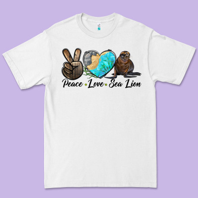 Peace Love Sea Lion Premium Tee Designed By Lillyallendesigns