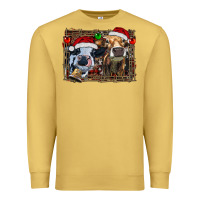 Antique Gold christmas heifers with leopard and cowhide background Premium Sweatshirt - RanaPortraitStore