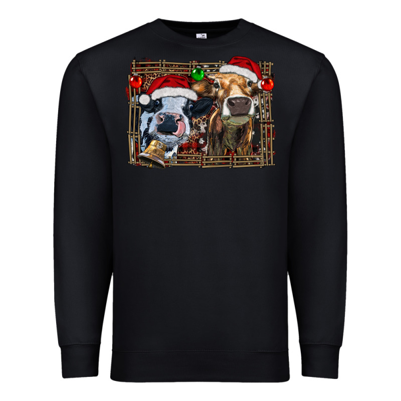 Christmas Heifers With Leopard And Cowhide Background Premium Sweatshirt by RanaPortraitStore | Teevron