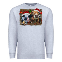 Heather Grey christmas heifers with leopard and cowhide background Premium Sweatshirt - RanaPortraitStore