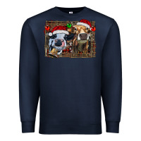 Navy christmas heifers with leopard and cowhide background Premium Sweatshirt - RanaPortraitStore