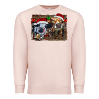 Pale Pink christmas heifers with leopard and cowhide background Premium Sweatshirt - RanaPortraitStore