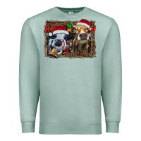 Seafoam christmas heifers with leopard and cowhide background Premium Sweatshirt - RanaPortraitStore