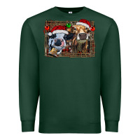 Sports Green christmas heifers with leopard and cowhide background Premium Sweatshirt - RanaPortraitStore