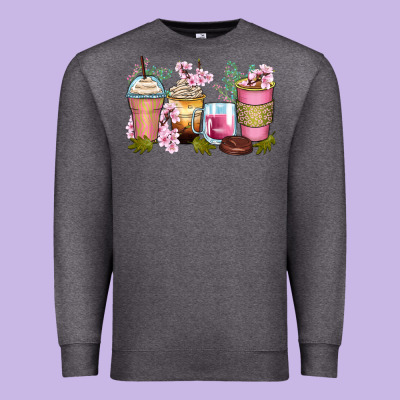 Flowers Coffee Cups Premium Sweatshirt Designed By Zillion Design Studio
