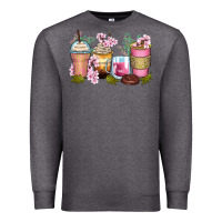 Charcoal Heather flowers coffee cups Premium Sweatshirt - Zillion Design Studio