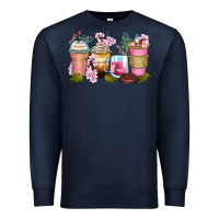 Navy flowers coffee cups Premium Sweatshirt - Zillion Design Studio