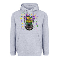 Heather Grey mardi gras  mask pitbull Heavyweight Hoodie - RanaPortraitStore