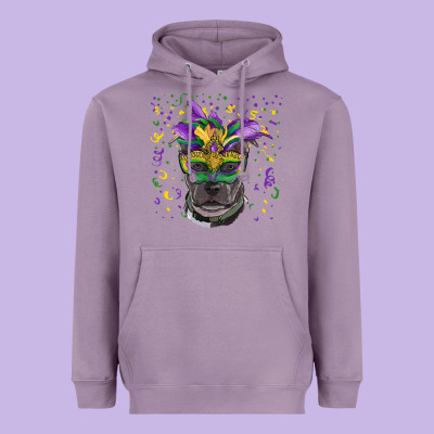 Heavyweight Hoodie mardi gras  mask pitbull
