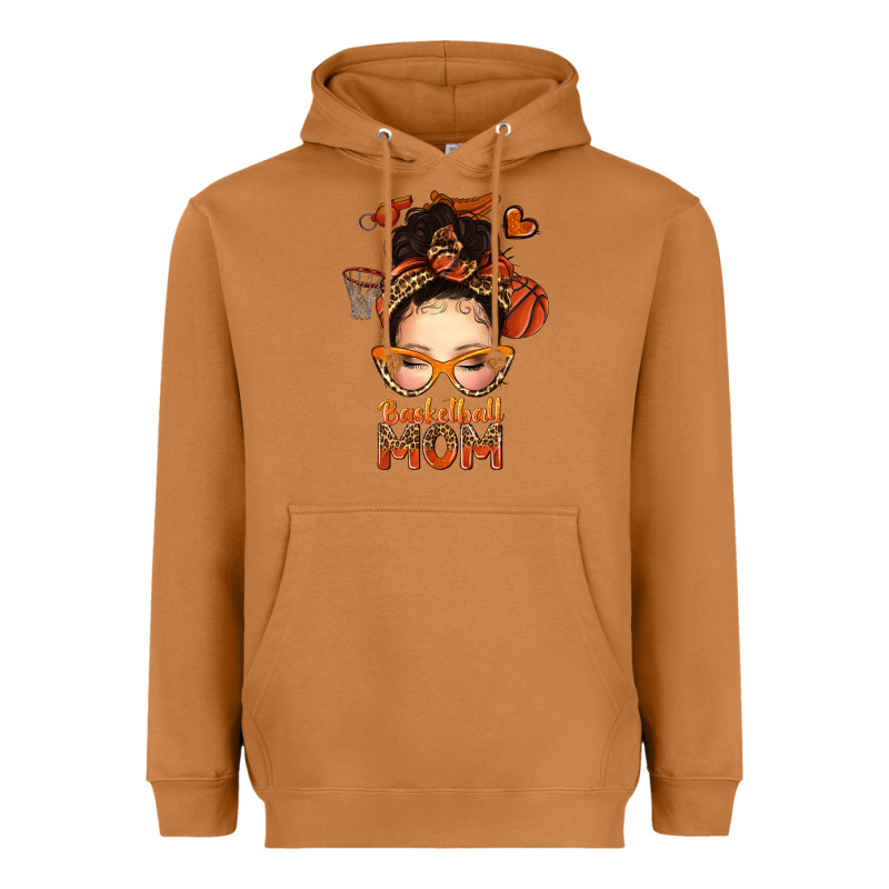 Basketball Messy Bun Mom Heavyweight Hoodie by texasbilliewilder | Teevron