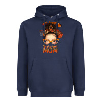 Navy basketball messy bun mom Heavyweight Hoodie - texasbilliewilder