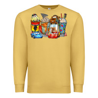 Antique Gold cartoon characters coffee cups Premium Sweatshirt - Zillion Design Studio