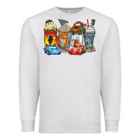 Oatmeal Heather cartoon characters coffee cups Premium Sweatshirt - Zillion Design Studio