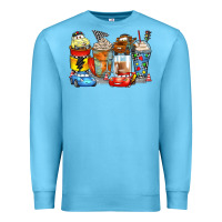 Ocean Blue cartoon characters coffee cups Premium Sweatshirt - Zillion Design Studio