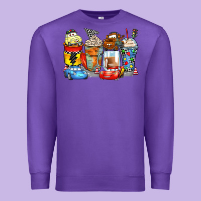 Cartoon Characters Coffee Cups Premium Sweatshirt Designed By Zillion Design Studio