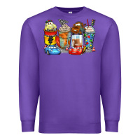 Purple cartoon characters coffee cups Premium Sweatshirt - Zillion Design Studio