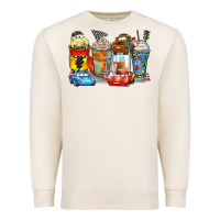 Sandshell cartoon characters coffee cups Premium Sweatshirt - Zillion Design Studio