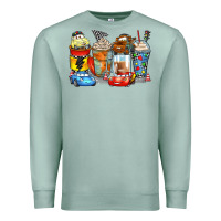 Seafoam cartoon characters coffee cups Premium Sweatshirt - Zillion Design Studio