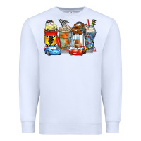 White cartoon characters coffee cups Premium Sweatshirt - Zillion Design Studio