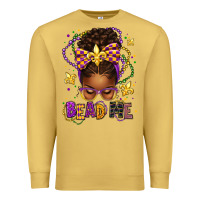 Antique Gold bead me mardi gras afro messy bun Premium Sweatshirt - texasbilliewilder