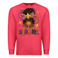 Cardinal bead me mardi gras afro messy bun Premium Sweatshirt - texasbilliewilder