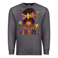 Charcoal Heather bead me mardi gras afro messy bun Premium Sweatshirt - texasbilliewilder