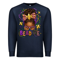 Navy bead me mardi gras afro messy bun Premium Sweatshirt - texasbilliewilder