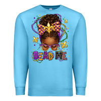 Ocean Blue bead me mardi gras afro messy bun Premium Sweatshirt - texasbilliewilder
